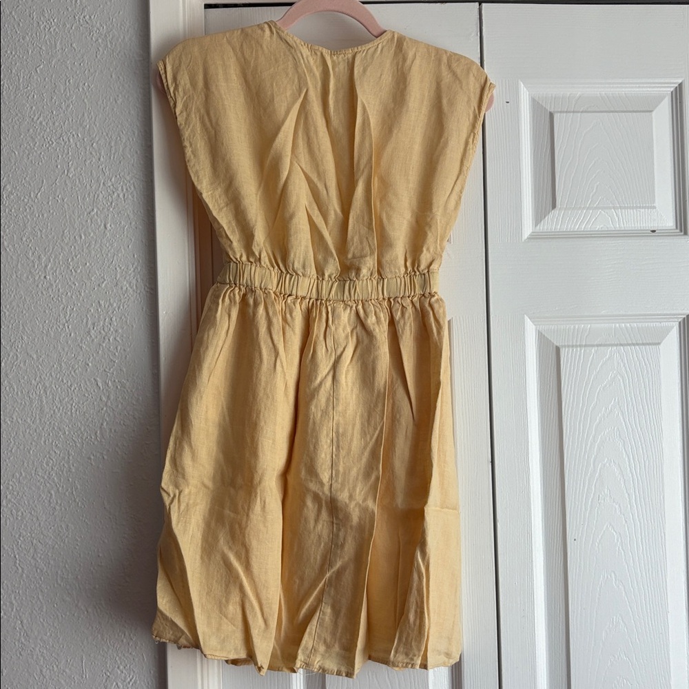 Zara (EUC) | yellow cut out linen button down dress - Picture 8 of 8